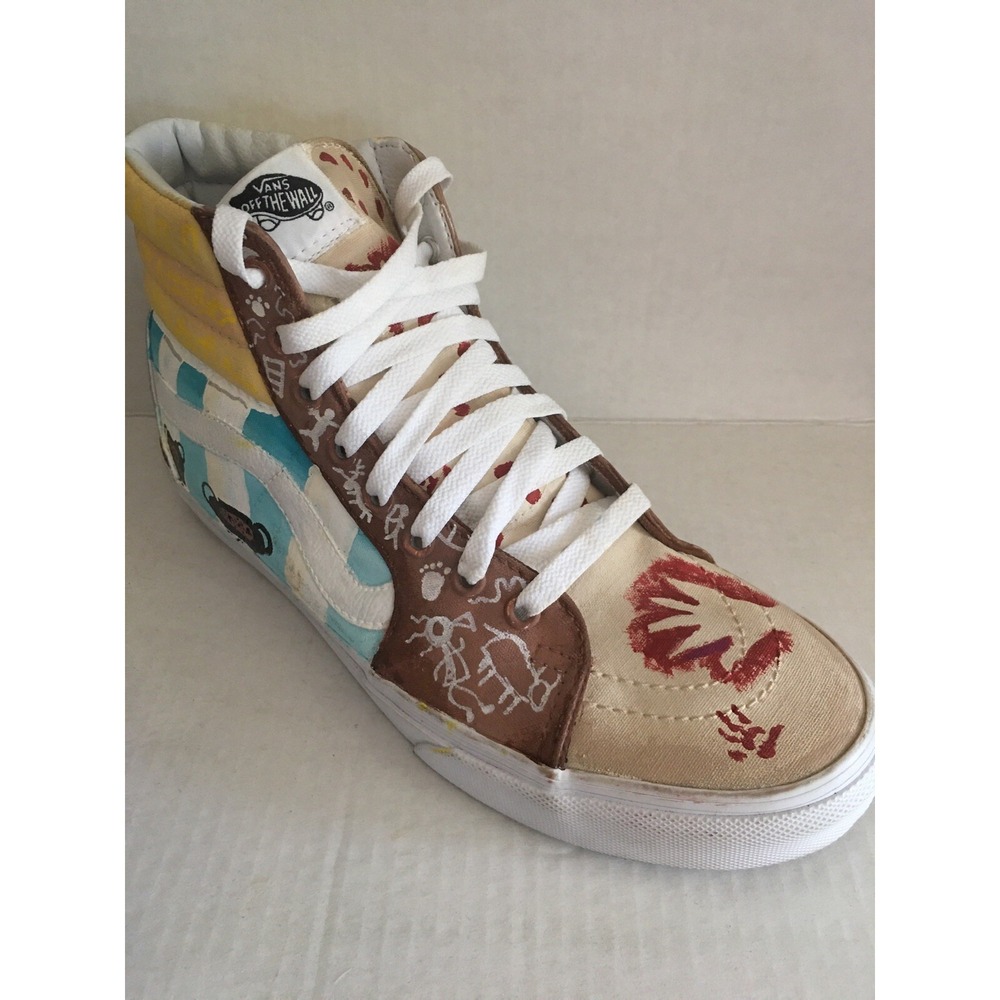 Vans Old Skool Classic Shoe Suede Canvas Hand Painted indian cave writing RARE